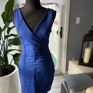 Express Royal Blue V-Neck Bandage Mini Dress